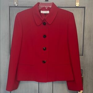 TAHARI by Arthur S. Levine Sz 16 Women’s Cranberry Red Flower Button Blazer
